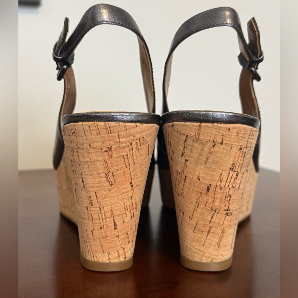 Coach Cork Heel Sling Back Patent Leather Sandal - Picture 8 of 11